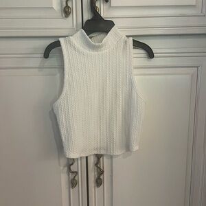 NWOT Bozzolo White Ribbed Mock Neck Crop Top